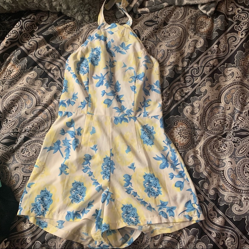 Floral halter top romper